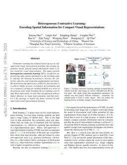 Heterogeneous Contrastive Learning: Encoding Spatial Information for
  Compact Visual Representations