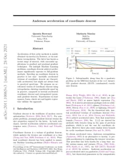 Anderson acceleration of coordinate descent