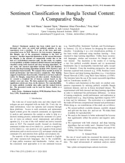 Sentiment Classification in Bangla Textual Content: A Comparative Study