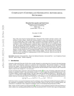 Complexity Controlled Generative Adversarial Networks