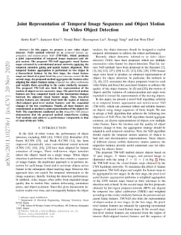 Joint Representation of Temporal Image Sequences and Object Motion for
  Video Object Detection