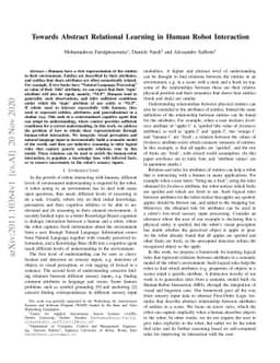 Towards Abstract Relational Learning in Human Robot Interaction
