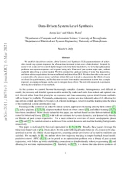 Data-Driven System Level Synthesis