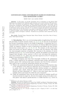 Continuous-Time Convergence Rates in Potential and Monotone Games