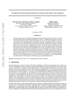 Computation harvesting in road traffic dynamics