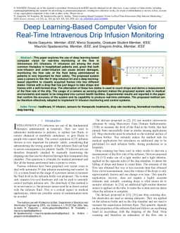 Deep Learning-Based Computer Vision for Real Time Intravenous Drip
  Infusion Monitoring
