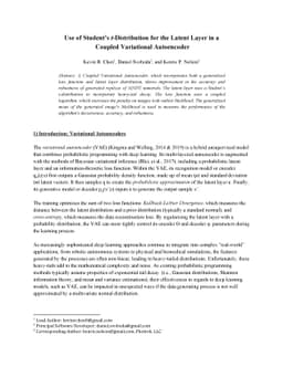 Use of Student's t-Distribution for the Latent Layer in a Coupled
  Variational Autoencoder