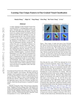 Learning Class Unique Features in Fine-Grained Visual Classification