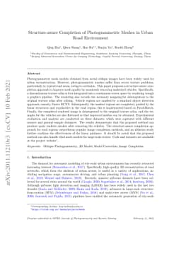 Structure-Aware Completion of Photogrammetric Meshes in Urban Road
  Environment