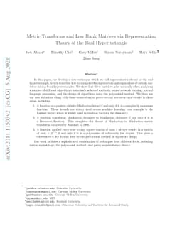 Metric Transforms and Low Rank Matrices via Representation Theory of the
  Real Hyperrectangle