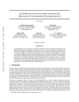 Low-Resolution Face Recognition In Resource-Constrained Environments