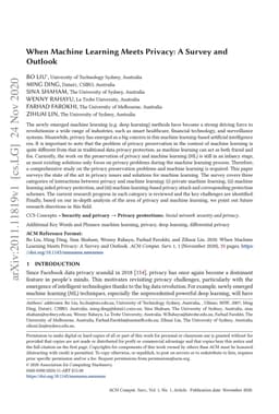 When Machine Learning Meets Privacy: A Survey and Outlook