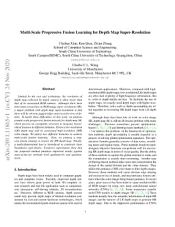 Multi-Scale Progressive Fusion Learning for Depth Map Super-Resolution