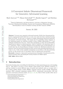 A Convenient Infinite Dimensional Framework for Generative Adversarial
  Learning