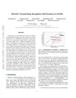 MicroNet: Towards Image Recognition with Extremely Low FLOPs