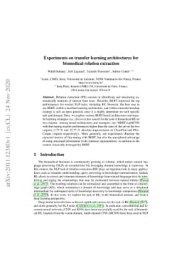 Experiments on transfer learning architectures for biomedical relation
  extraction