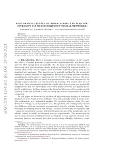 Wide-band butterfly network: stable and efficient inversion via
  multi-frequency neural networks