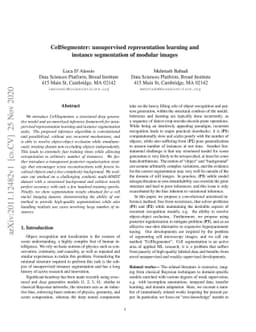 CellSegmenter: unsupervised representation learning and instance
  segmentation of modular images