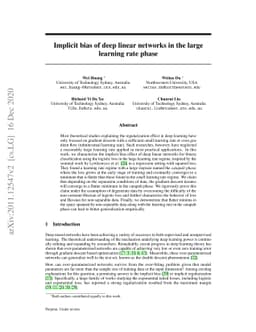 Implicit bias of deep linear networks in the large learning rate phase