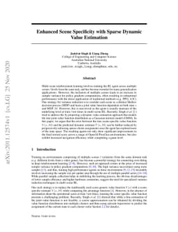 Enhanced Scene Specificity with Sparse Dynamic Value Estimation
