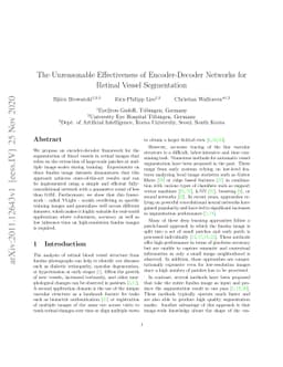 The Unreasonable Effectiveness of Encoder-Decoder Networks for Retinal
  Vessel Segmentation