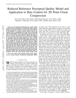 Reduced Reference Perceptual Quality Model and Application to Rate
  Control for 3D Point Cloud Compression