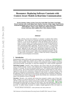 Resonance: Replacing Software Constants with Context-Aware Models in
  Real-time Communication