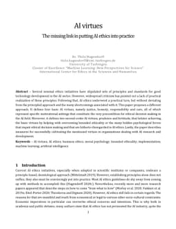 AI virtues -- The missing link in putting AI ethics into practice