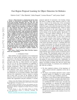 Fast Region Proposal Learning for Object Detection for Robotics