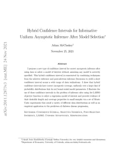 Hybrid Confidence Intervals for Informative Uniform Asymptotic Inference
  After Model Selection