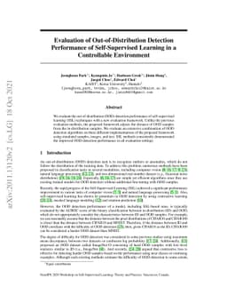 Evaluation of Out-of-Distribution Detection Performance of
  Self-Supervised Learning in a Controllable Environment
