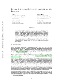 Better Knowledge Retention through Metric Learning