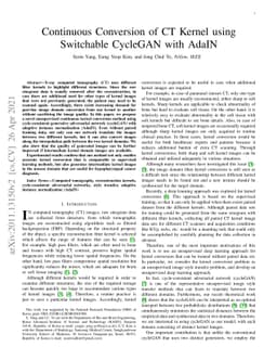 Continuous Conversion of CT Kernel using Switchable CycleGAN with AdaIN