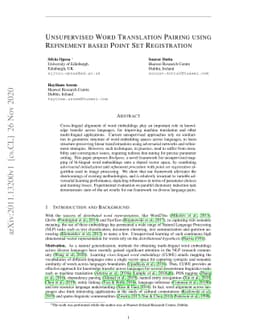 Unsupervised Word Translation Pairing using Refinement based Point Set
  Registration