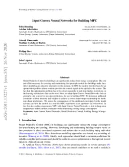 Input Convex Neural Networks for Building MPC