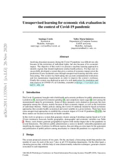Unsupervised learning for economic risk evaluation in the context of
  Covid-19 pandemic