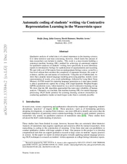 Automatic coding of students' writing via Contrastive Representation
  Learning in the Wasserstein space