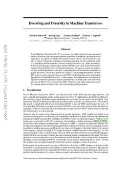 Decoding and Diversity in Machine Translation