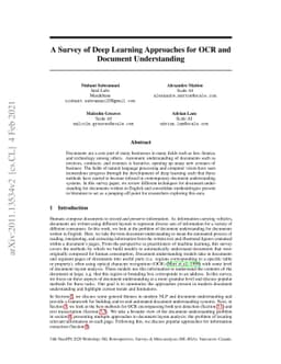 A Survey of Deep Learning Approaches for OCR and Document Understanding