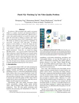 Patch-VQ: 'Patching Up' the Video Quality Problem