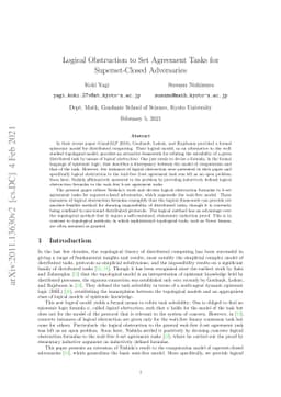 Logical Obstruction to Set Agreement Tasks for Superset-Closed
  Adversaries