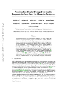 Assessing Post-Disaster Damage from Satellite Imagery using
  Semi-Supervised Learning Techniques