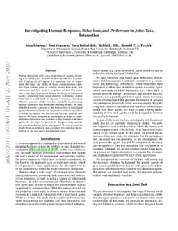 Investigating Human Response, Behaviour, and Preference in Joint-Task
  Interaction