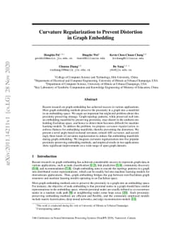 Curvature Regularization to Prevent Distortion in Graph Embedding