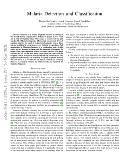 Malaria Detection and Classificaiton