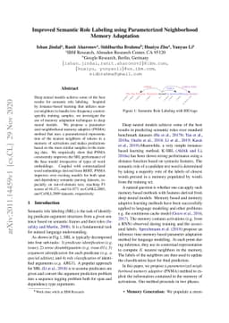 Improved Semantic Role Labeling using Parameterized Neighborhood Memory
  Adaptation