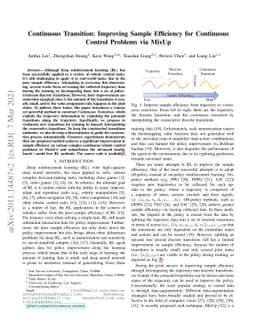Continuous Transition: Improving Sample Efficiency for Continuous
  Control Problems via MixUp