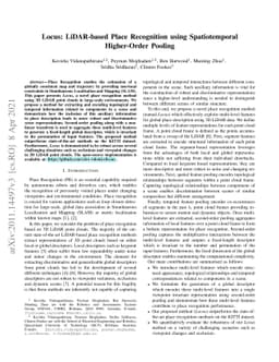 Locus: LiDAR-based Place Recognition using Spatiotemporal Higher-Order
  Pooling