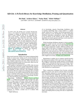 KD-Lib: A PyTorch library for Knowledge Distillation, Pruning and
  Quantization