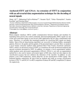 Anchored-STFT and GNAA: An extension of STFT in conjunction with an
  adversarial data augmentation technique for the decoding of neural signals
